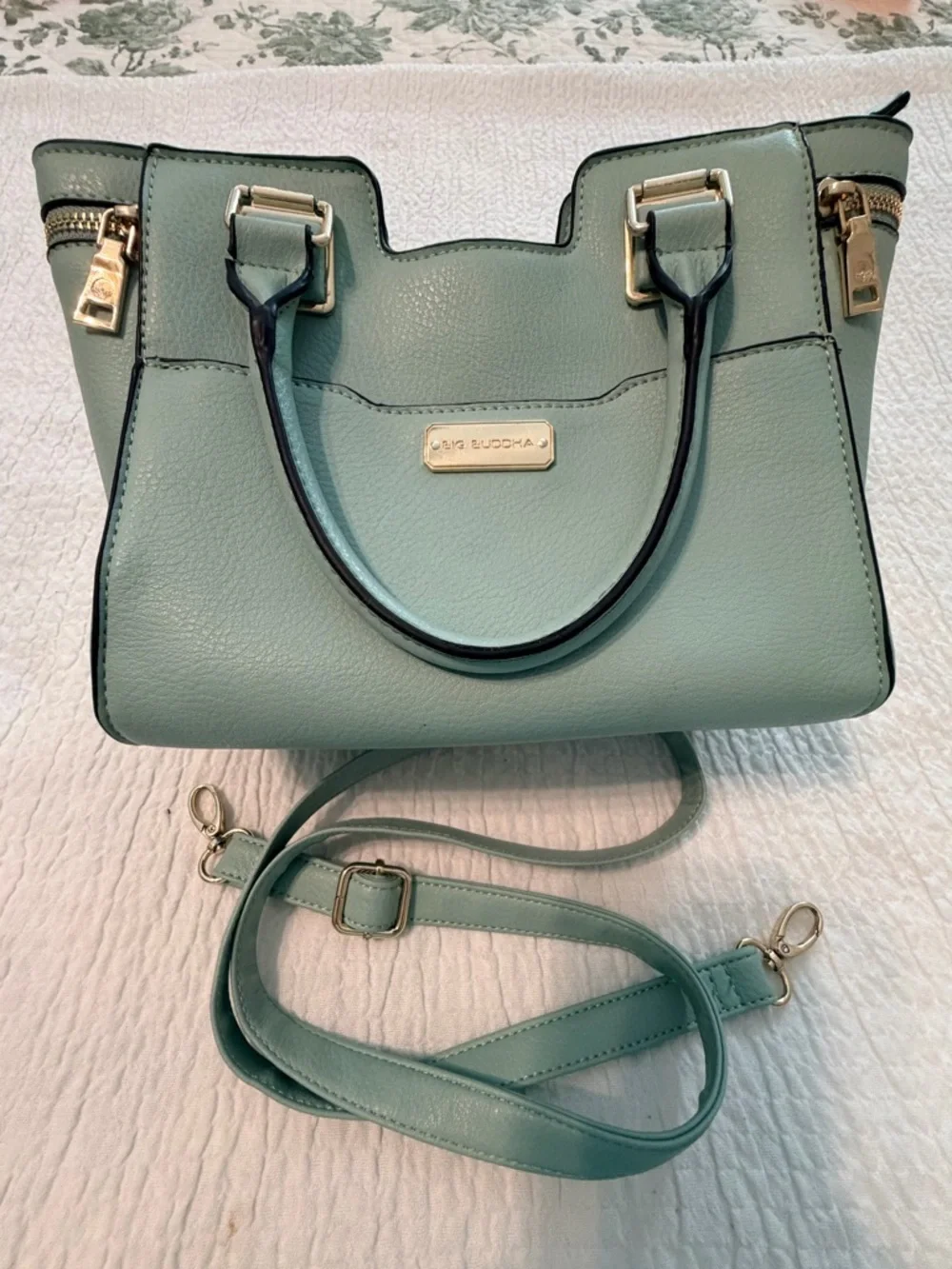 Big Buddha Bag Mint Green Satchel – Top Handle + Crossbody Strap